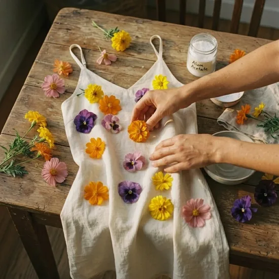 Module 2: The Botanical Blueprint, arranging fresh flowers on a cotton sundress
